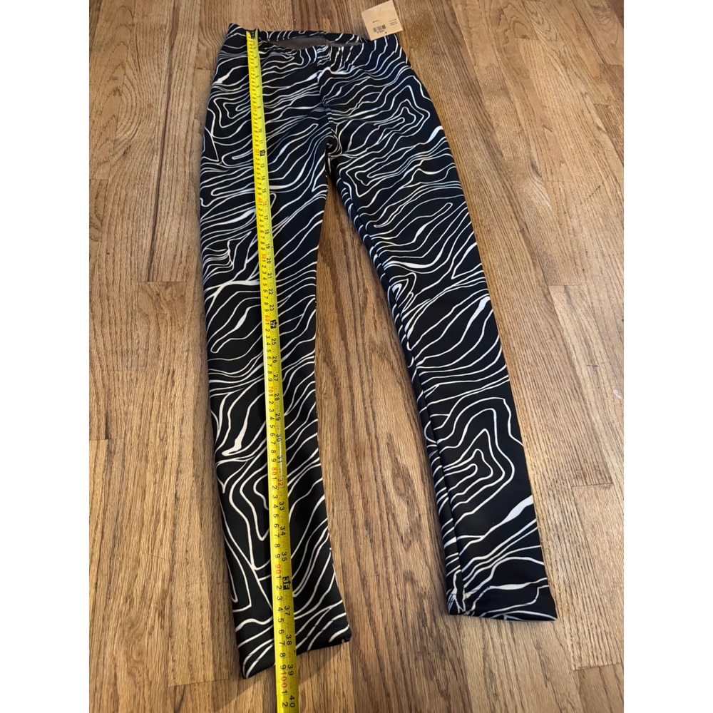 Just Cozy Black White Swirl Fleece Lined Leggings 8-Way Stretch NWT M/L - Picture 5 of 7